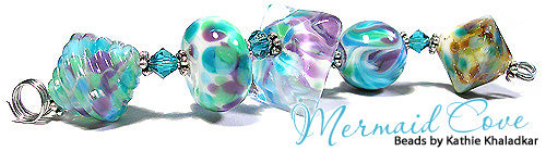 Mermaid Cove frit blend by Glass Diversions - beads by Kathie Khaladkar